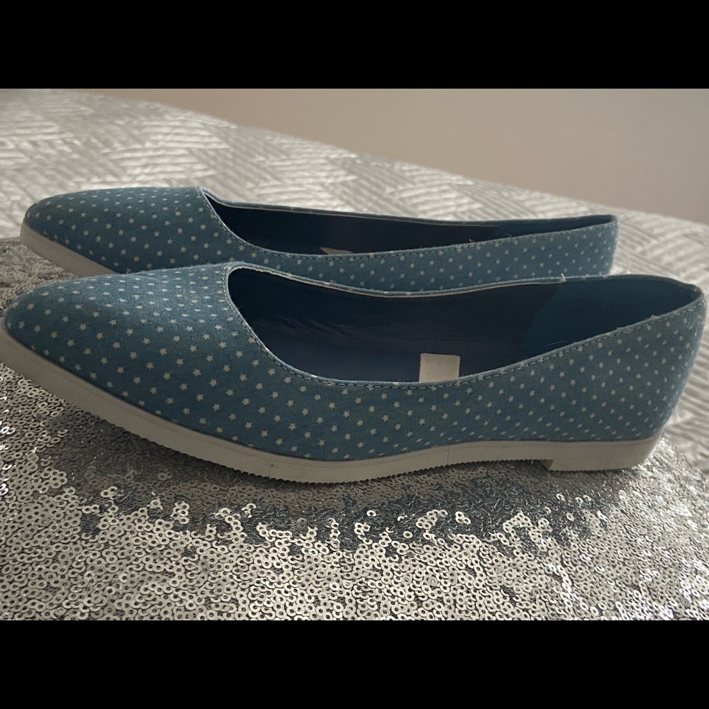 Women denim with stars flats